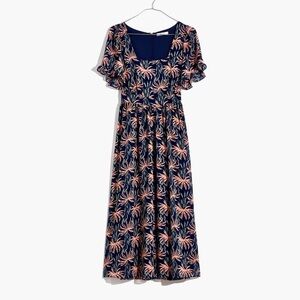 Madewell Ruffle Sleeve Oasis Floral Midi Dress